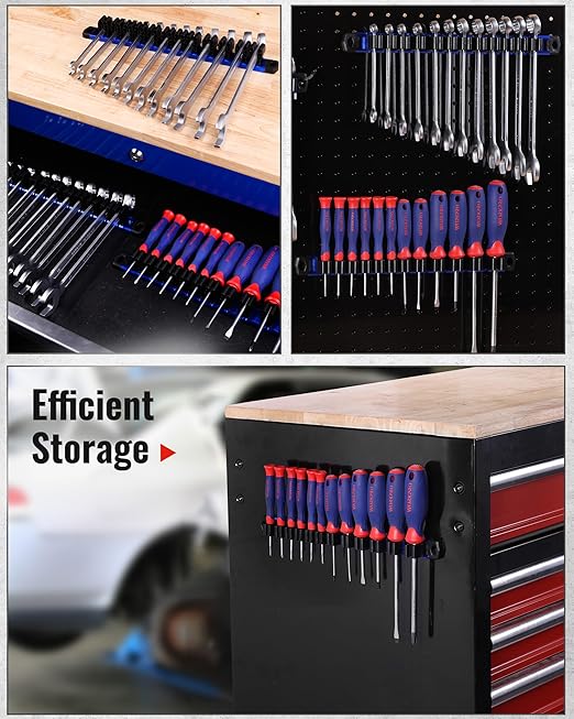 WORKPRO Magnetic Screwdriver Organizer and Wrench Organizer, Aluminum Rail Magnetic Tool Organizers, Tool Holder, Tool Box Or