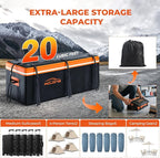 Hitch Mount Cargo Carrier Bag, Waterproof Soft Shell 20 Cubic Feet, Universal for Truck Pickup with Hitch Basket, 8 Reinforced Straps, Solid Buckles,Reflective Strip,Carry Handles,Combination Lock