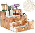 Makeup Organizer Golden- Tempered Glass Vanity Organizer for Cosmetics, Skincare, Hair Tools, Brushes, Perfume - Multipurpose
