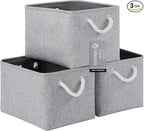 Large Storage Baskets- 15x11x10 inch Storage Bins for Shelves and Closet Organizing, Foldable Fabric Bin for Home Organizatio