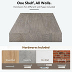 Vivelove Elm Wood Floating Shelves, Wooden Shelves for Wall with Invisible Bracket for Living Room Bedroom Bathroom Office Bo
