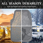 CAR PASS Gray Rubber Car Mats, All-Weather Floor Mats Full Set Durable Anti-Slip 3D Rhombus Waterproof Automotive Pad Trim to Fit Liner Universal Fit for Sedan SUV Truck Van, 4 Pcs All Gray Rubber
