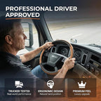 18 Inch Semi Truck Steering Wheel Cover for Freightliner Cascadia, Kenworth T680 T880, Peterbilt 579 & Volvo VNL – Heavy Duty Anti-Slip Leather Grip for Big Rig Class 8 Trucks – Brown