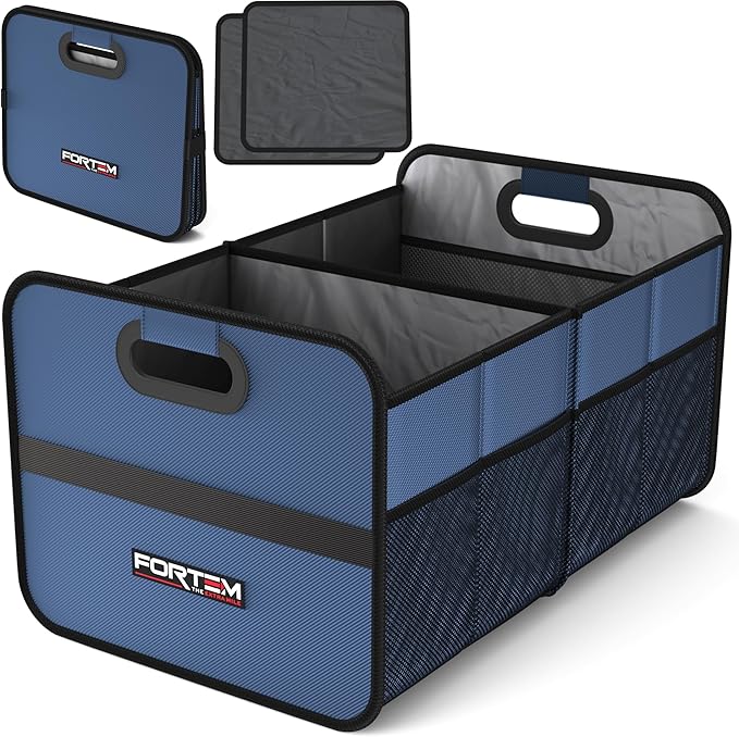 FORTEM Car Trunk Organizer, Collapsible Two Compartment Organizer, Foldable SUV & Truck Storage for Car Accessories for