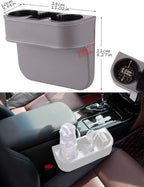 Car Seat Organizer Cup Drink Holders,Multifunctional Gap Filler Storage Box,Insert Organization Helps Reduce Distracted Driving&Holds phone Mount Mug Bottle Cellphones Coasters Wallet Cards (XBD-Gray)