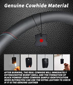 Custom-Fit Ford Steering Wheel Cover, Genuine Leather, Non-Slip, Breathable, Black (Red Blue Line), FFXPT369