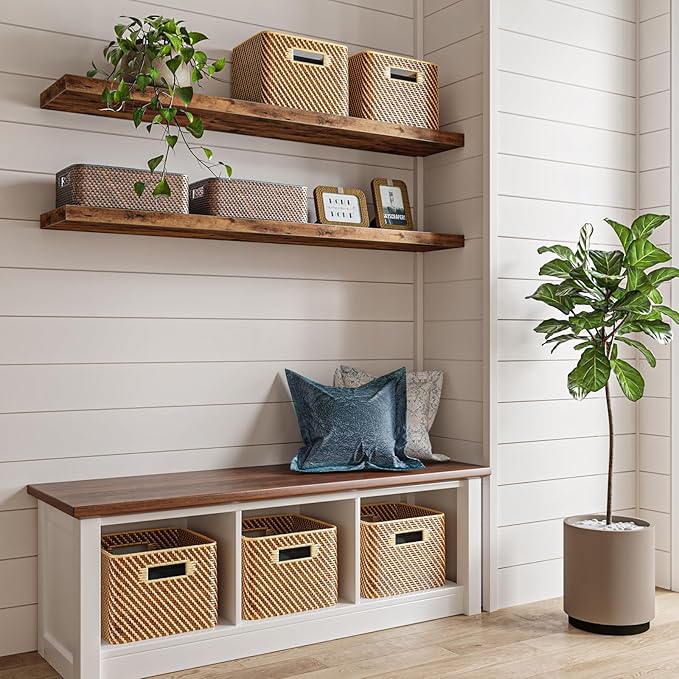 Fixwal Long Shelf for Wall, 47" Long Heavy Duty Wall Mounted Floating Shelves for Living Room, Bedroom, Bathroom and Kitchen,