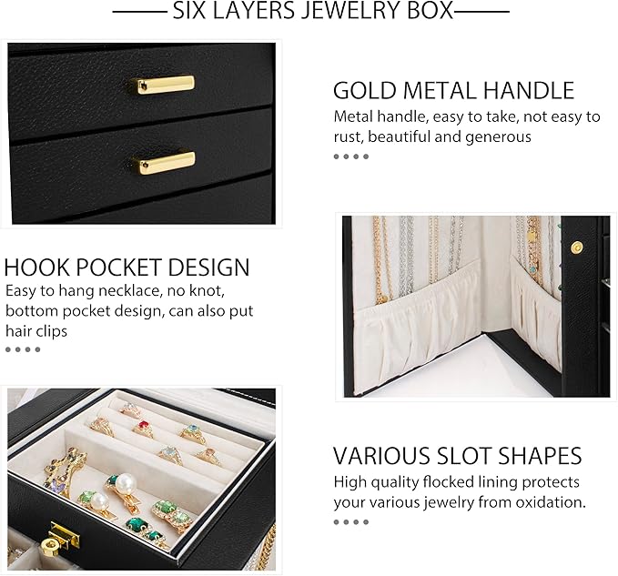 AKOZLIN Jewelry Box Organizer Functional Leather Jewelry Storage Case for Women Girls Ring Necklace Earring Bracelet Holder O
