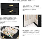 AKOZLIN Jewelry Box Organizer Functional Leather Jewelry Storage Case for Women Girls Ring Necklace Earring Bracelet Holder O