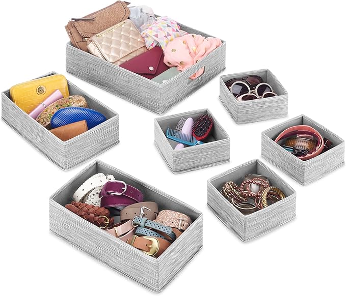 Whitmor Gray Fabric Drawer Organizer Durable Storage, 7 Pcs/Set, Total 4 Sets, 28 Pcs