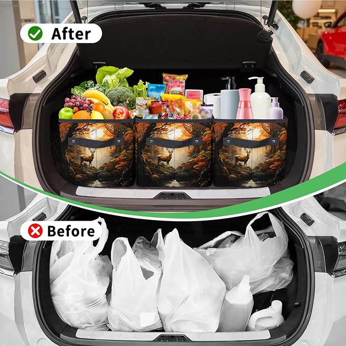 Reusable Grocery Bags Heavy Duty Shopping Bags Foldable Large Tote Bags with Long Handles & Hard Bottom