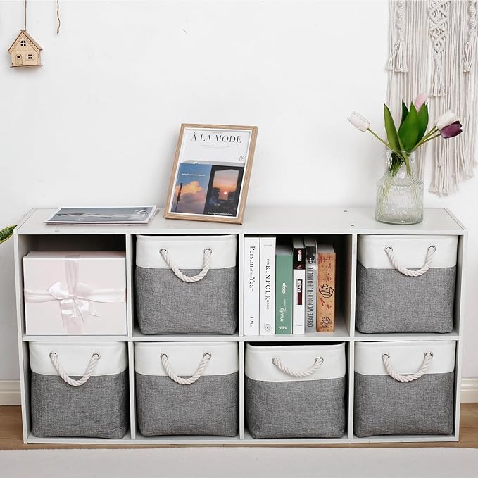 13 x 13 Inch Storage Cubes,6 Pack Cube Storage Bins for Shelves，Fabric Collapsible Storage Bins with Handles, Foldable Storag