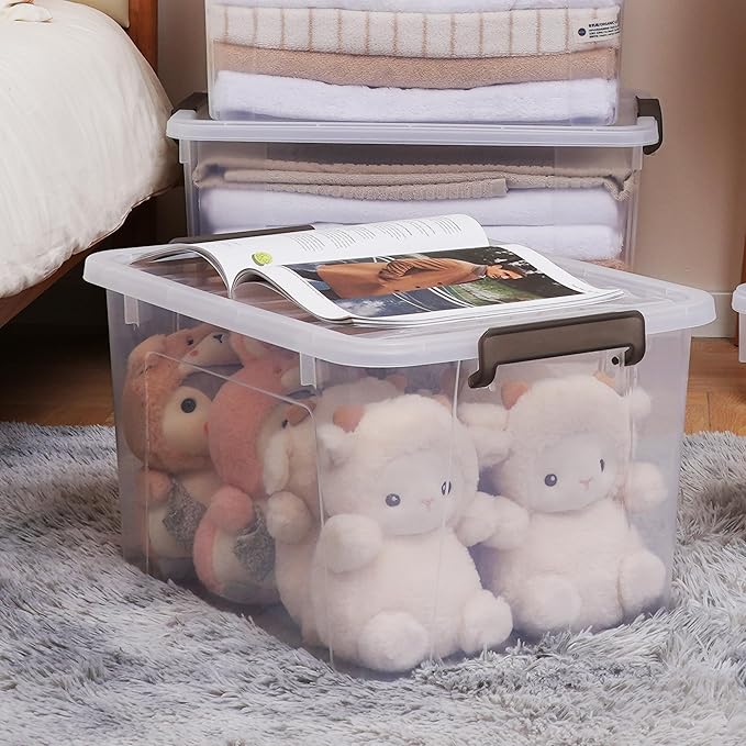 Citylife 6 Packs 69 QT Plastic Storage Bins with Lids Large Stackable Storage Containers for Organizing Clear Storage Box for