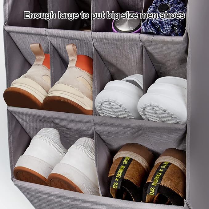 FENTEC 2 Pack Over the Door Shoe Organizer, Hanging Shoe Organizer Rack,24 Large Pockets and 4 Larger Storage Various Compart