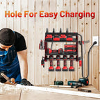 Power Tool Organizer Wall Mount with Charging Station, Garage Storage Rack for Cordless Drill, Tool Battery, Bit and Screwdri