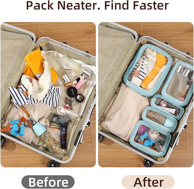 5PCS Diaper Bag Organizer Pouch Set, Clear Organizer Bags, TSA Approved Toiletry Bag, Clear Waterproof Cosmetic Bags with Zip