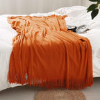 Homiest Decorative Knitted Throw Blanket with Fringe, Lightweight & Soft Acrylic Knit Blanket Tassel for Couch, Sofa, Bed (Da