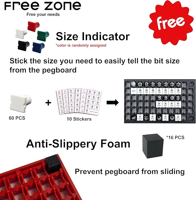 FREE ZONE - 4 PCS Bit Organizer Set – 158-Hole Bit Storage – 1/4" Hex Bits & Drive Bits Adapter Storage – Toolbox Storage (To