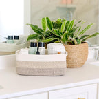 NaturalCozy 13.5”x8.5”x5.5” Storage Baskets for Shelves 3 Pack | Cotton Rope Woven Small Baskets for Organizing | Small Stora