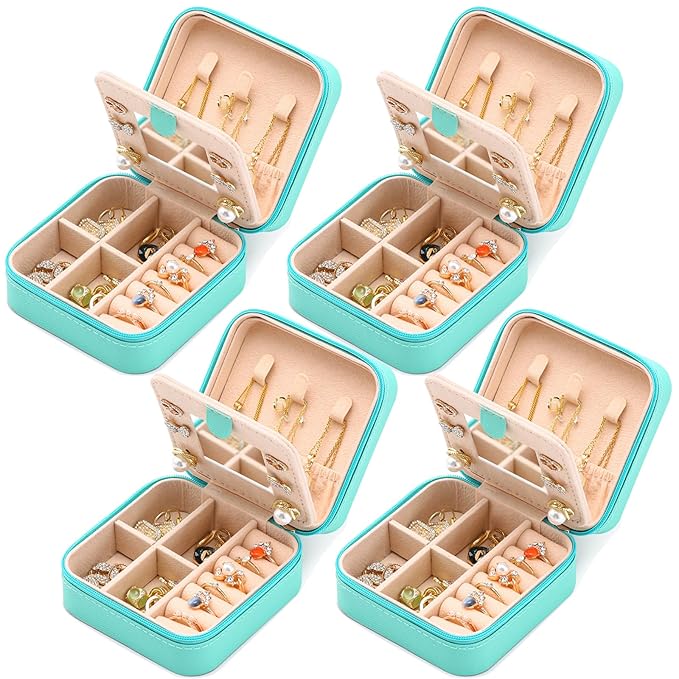 Neveika Jewelry Box with Mirror,Small Jewelry Organizer Box，Travel Jewelry Case for Women，Gift Jewelry Boxes for Female Girls