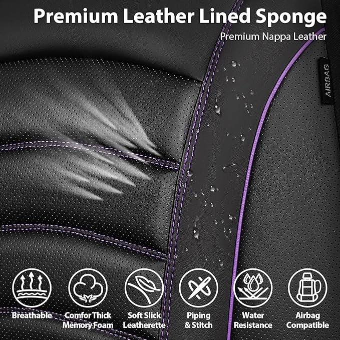 CAR PASS 3D Foam PU Leather Car Seat Covers, Universal Seat Covers Front 2 for Trucks SUV Sedan Automotive Seat Covers Armres