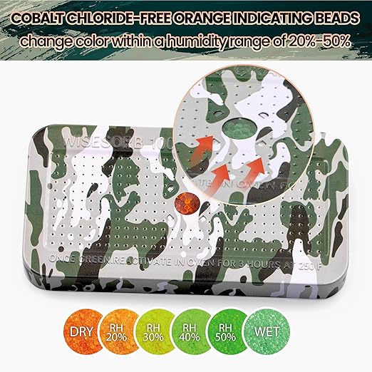 100 Gram Camouflage Gun Safe Dehumidifier Silica Gel Canister Rechargeable Dehumidifier Desiccant Reusable Indicating