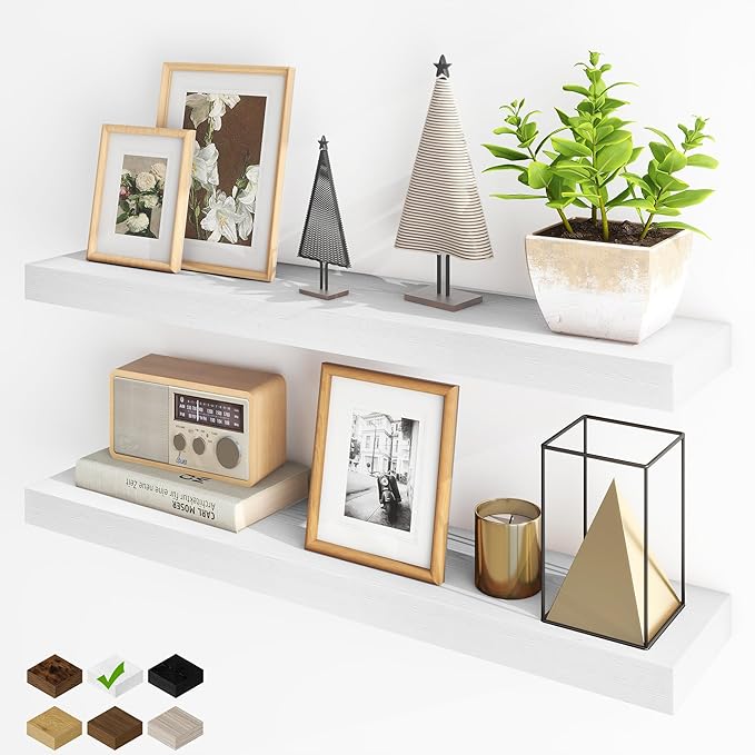 Fun Memories Floating Shelves for Wall, 36Inch Floating Shelves Set of 2, Hanging Shelf with Invisible Brackets, Bathroom She