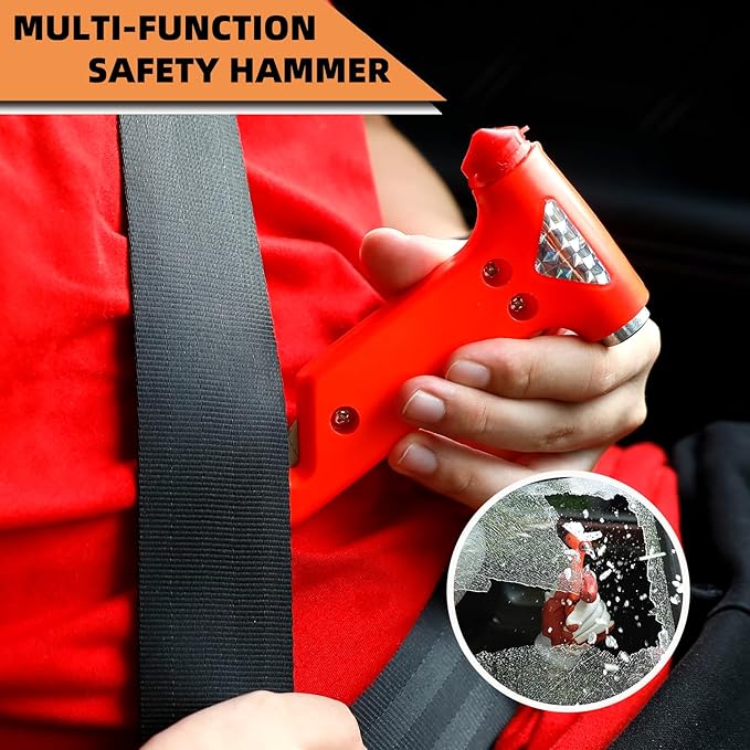 Car Roadside Emergency Kit,Auto Vehicle Truck Safety Emergency Road Side Assistance Kits with Jumper Cables,Safety Hammer,Ref
