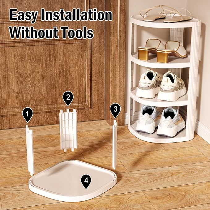 NestOrganix 5 Tier Vertical Shoe Rack, Stackable Narrow Shoe Rack Organizer for Entryway Closet Corner, Free Standing Shoe Ra