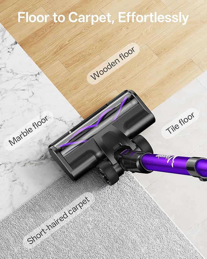Cordless Vacuum Cleaner, 8-in-1 Cordless Stick Vacuum Cleaner with 3 Suction Modes, Up to 45mins Runtime, Rechargeable, Self-
