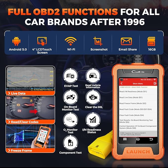 LAUNCH Creader Elite for Land Rover Jaguar OBD2 Scanner, Full System Diagnostic Tool, Bi-Directional Scan Tool, All Reset