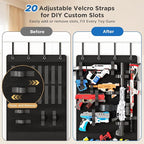 Over the Door Organizer for Toy Guns, Toys Storage Door Hanger with Pockets and Slots for Kids Foam Blasters, Darts, Goggles,