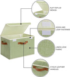 GRANNY SAYS Fabric Storage Bins with Lids, Decorative Storage Boxes with PU Handles, Keepsake Memory box, Shelf Baskets for C