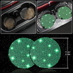 NBTEPEM 27 PCs Green Bling Car Accessories Set for Women, Steering Wheel Covers Universal Fit 15 Inch, Bling License Plate Frame, Bling Phone Holder, Bling Car Coasters (Green Diamond)