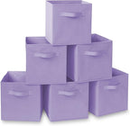 Casafield Set of 6 Collapsible Fabric Cube Storage Bins, Lavender - 11" Foldable Cloth Baskets for Shelves, Cubby Organizers 