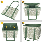 BALEINE 3Pk Reusable Grocery Bags, Foldable Shopping Bags for Groceries with Reinforced Bottom & Handles (Antique Foliage)
