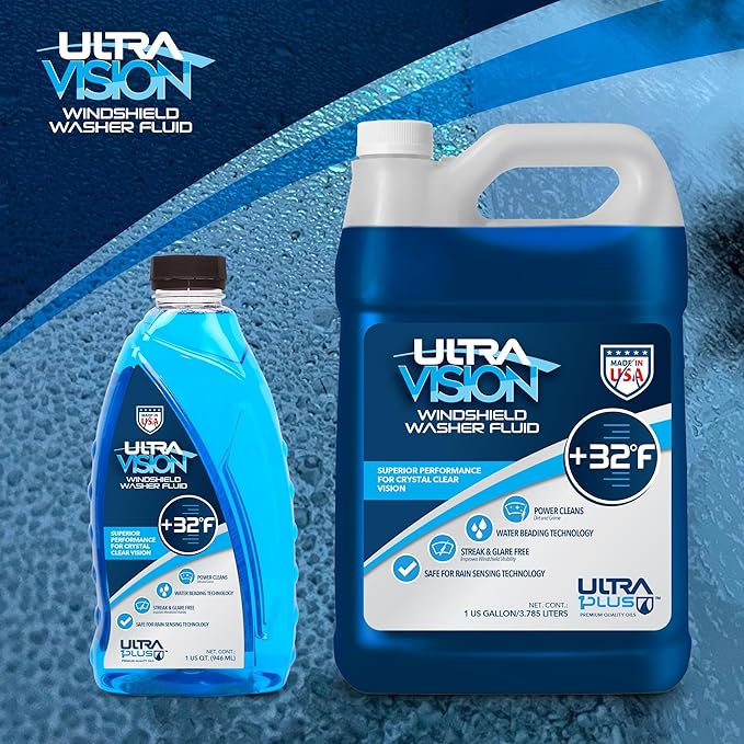 ULTRA 1PLUS Windshield Washer Fluid - Advanced Formula for Car Windshield Wiper Fluid Crystal-Clear Vision in Weather Conditi