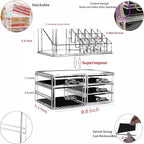 Cq acrylic 2 Pack Clear Makeup Storage Organizer,Stackable 5 Drawers Make up Organizers,Cute Desk Organizer for Vanity Jewelr