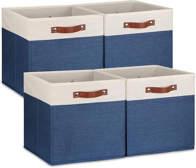 Temary Fabric Storage Bins for Cube Organizer 4 Pack Cube Storage Bins 13 Storage Cubes for Shelves Storage Baskets for Organ