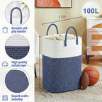 Laundry Basket,Woven Cotton Rope Laundry Hamper,Versatile Storage for Dirty Clothes,Baby Toys,and Blankets in Bathroom, Nurse
