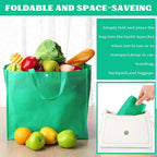 Zhehao 60 Pcs Reusable Grocery Bags Bulk Large Foldable Shopping Tote Bags Non Woven with Handle and Plastic Button