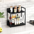 Giikin Kitchen Countertop Organizer, 2 Tier Coffee Bar Organizer, Black Spice Rack for Counter, Kitchen Counter Shelves, Part