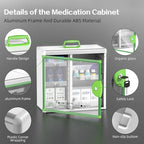 Glosen Medicine Cabinet Locking Medicine Cabinet Wall Mounted【 Green 13.6 x 13.4 x 6.5 Inch 】 Portable Storage Container Big 