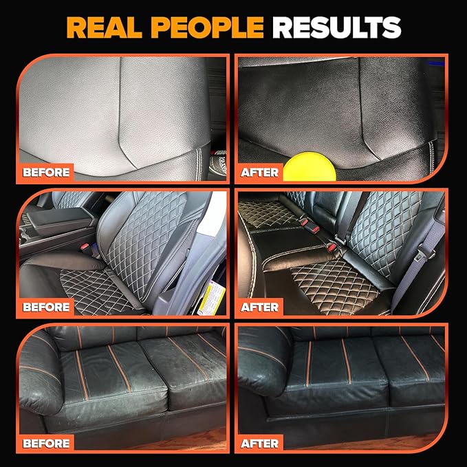 Leather Couch Conditioner & Restorer - Full Leather Restore & Conditioning Kit with Applicator Pad for Car Seats, Couch, Furn