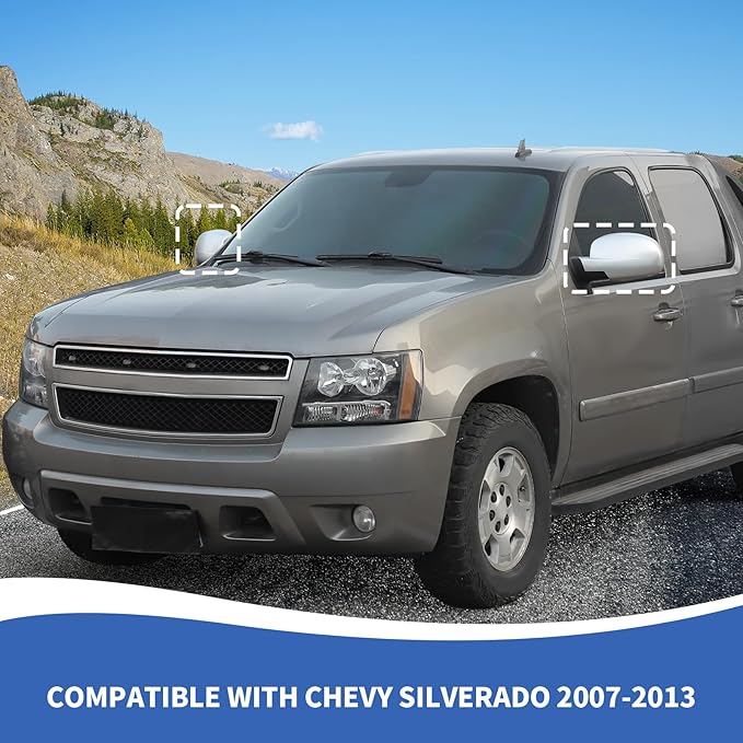 RAZPOY Rearview Mirror Cover Side Mirror Shell Trim Compatible with Chevy Silverado & Suburban & Tahoe & GMC-Yukon & GMC-Sierra & Cadillac Escalade 2007-2013, Silver