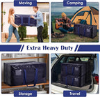 6 Pack Moving Bags with Full-Open Side Zipper, Extra Large 93L Heavy Duty Waterproof Foldable Storage Totes for College Dorm,