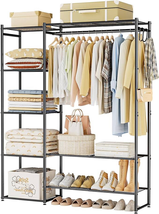 Neprock Wardrobe Closet, Portable Clothing Rack for Hanging Clothes, Free Standing Closet Organizers and Storage System with 