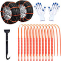 12 PCS Adjustable Anti-Slip，Reusable Snow Chains Fit for Most Car，SUV，Pickup Trucks Car for Snow Ice Sand Mud Road Mountain R