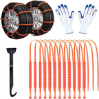 12 PCS Adjustable Anti-Slip，Reusable Snow Chains Fit for Most Car，SUV，Pickup Trucks Car for Snow Ice Sand Mud Road Mountain R