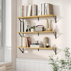 Axeman 32 Inch Floating Shelves | 8 Inch Deep Oak Wall Shelves Set of 2 | 31.5W x 8D Rustic Wood Shelves for Bookshelf Living